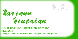 mariann hintalan business card